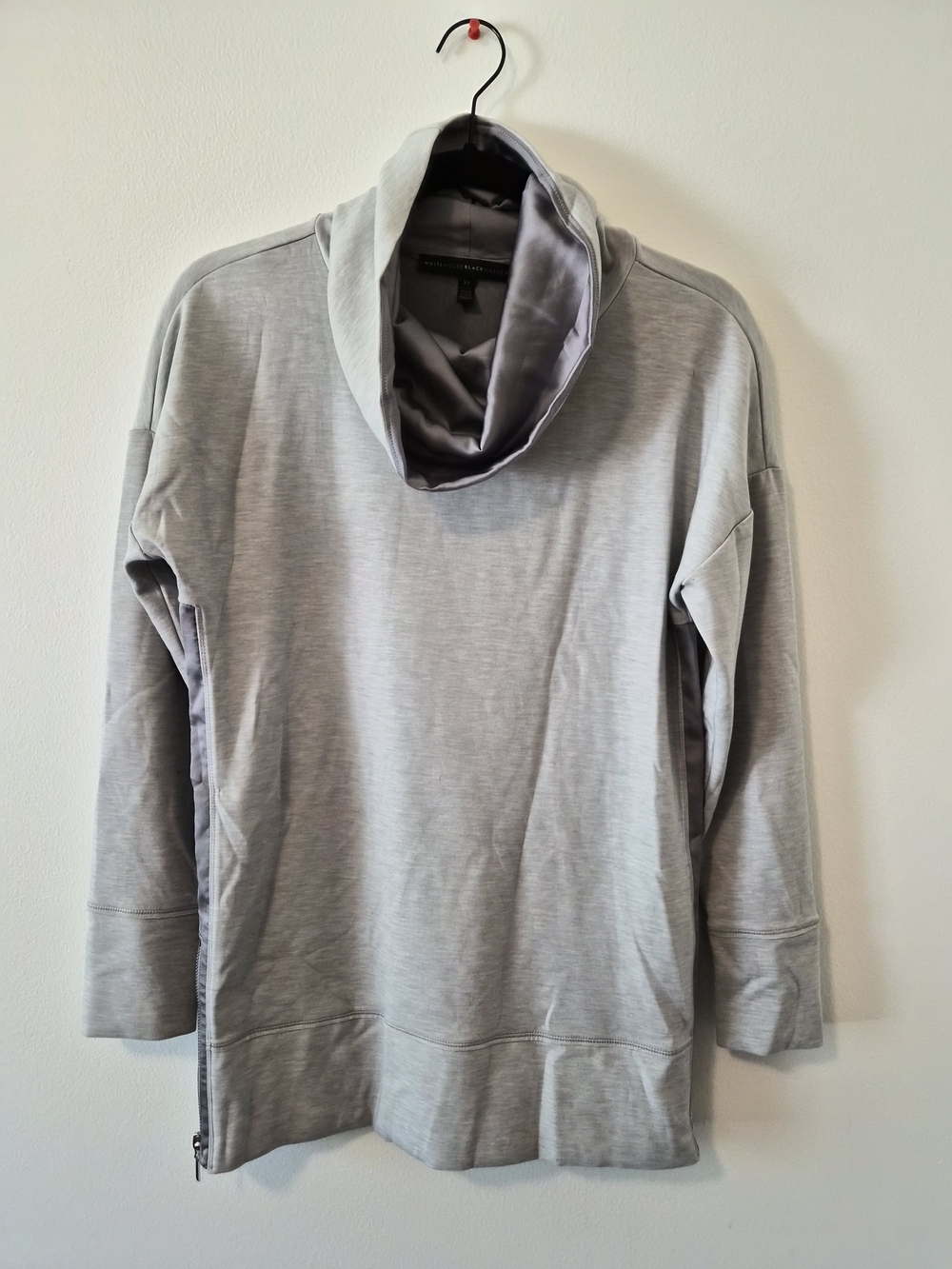 White House Black Market Light Gray Funnel-Neck Tunic Sweater Size XS